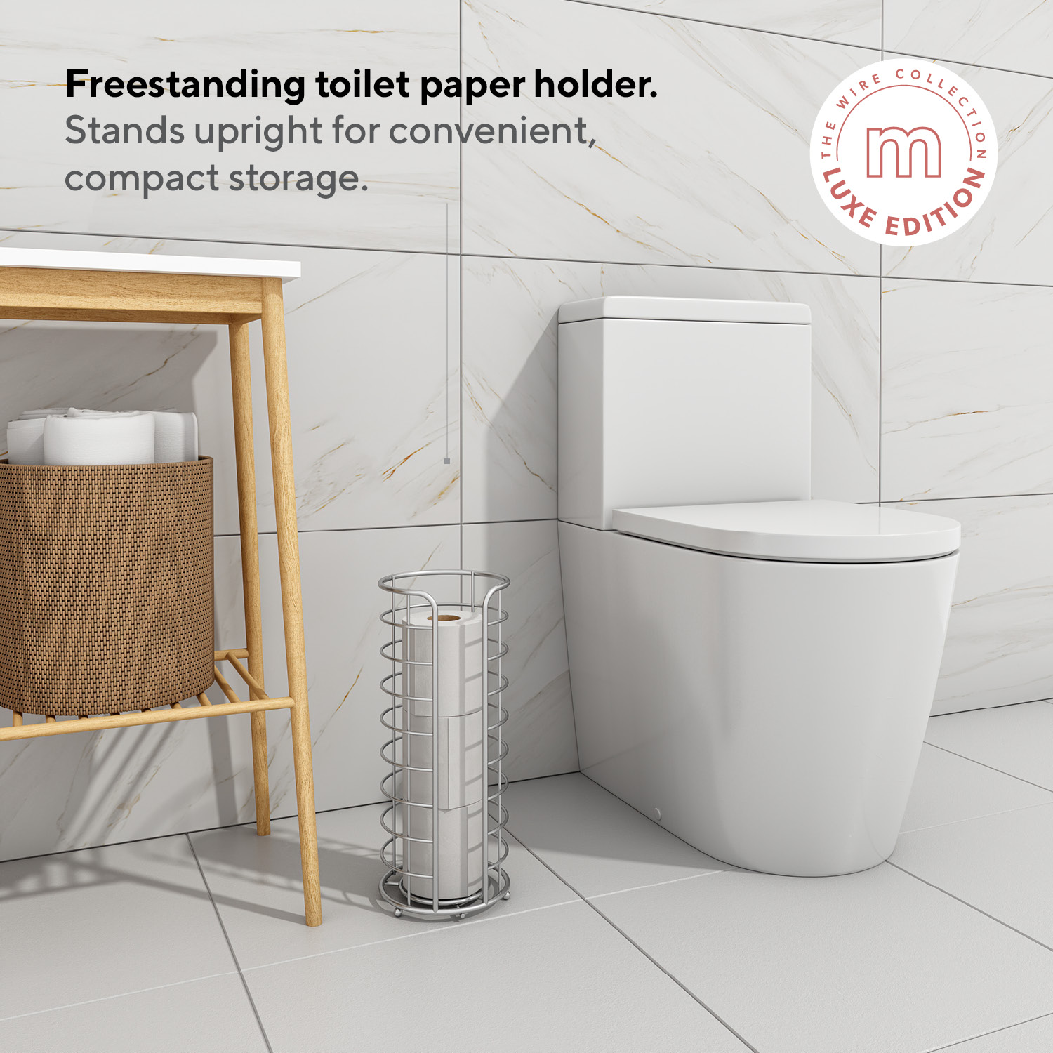 Toilet Paper Roll Holder Floor Free Standing Stainless Steel Chrome  Bathroom